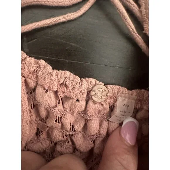 Free People FP One "Adella" Slip Mini Dress Ruffle Crochet Lace Tiered Small - Picture 5 of 5